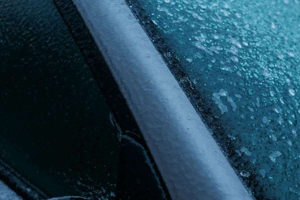 Frost on a car windshield on a cold morning in Bowie